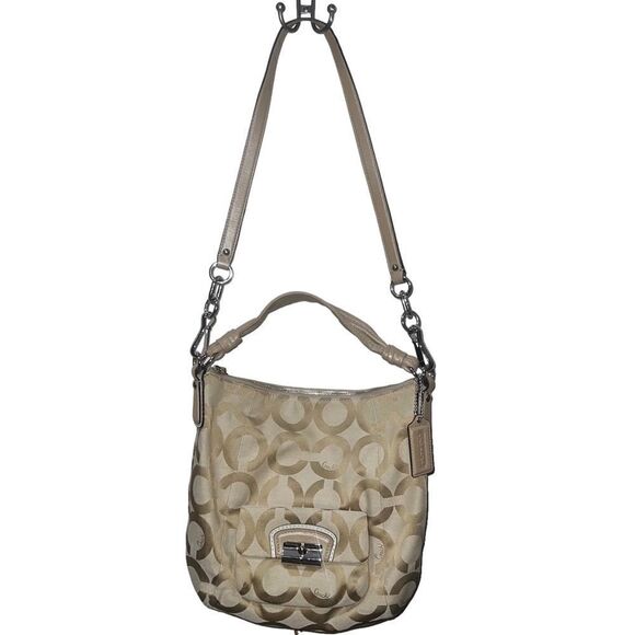 Coach Gold Monogram C Shoulder Bag Large 13” X 12 1/2” Never Used. Authentic - Picture 2 of 10